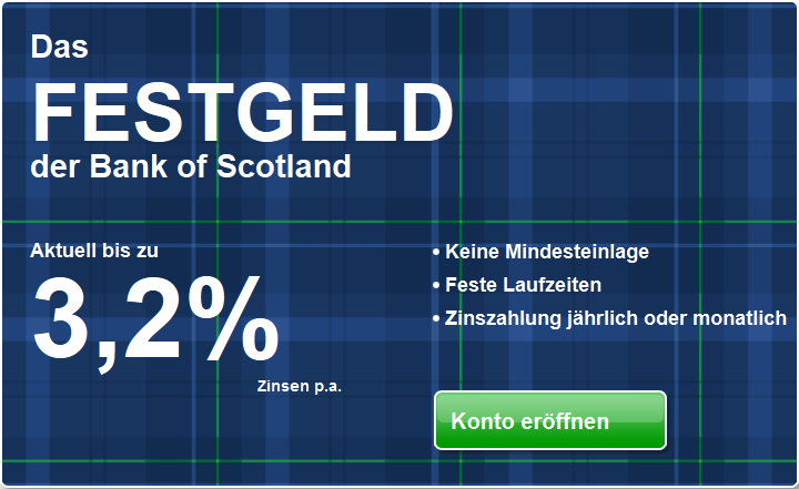 Das Festgeld der Bank of Scotland ist eine lohnenswerte Geldanlage